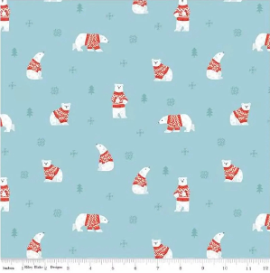 Riley Blake Flannel Northern Lights Polar Bears Sky